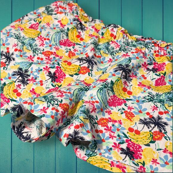 LOFT Tropical Fruit Palm Print Linen Blend Shorts - Size XXL - Picture 9 of 10